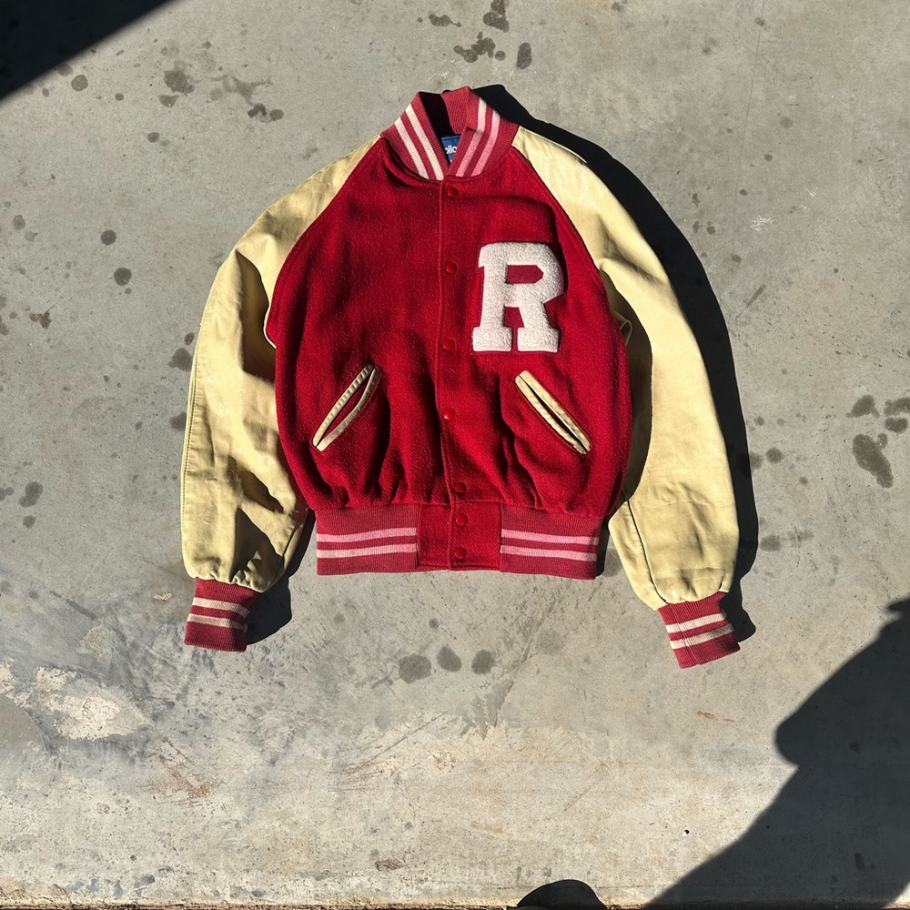 Vintage 80s varsity leather jacket